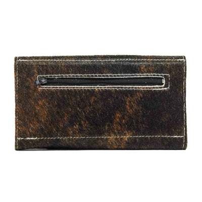 089 Kacey Wallet - Dark Brindle w/ Turquoise Wildflower Tool-Kacey Wallet-Western-Cowhide-Bags-Handmade-Products-Gifts-Dancing Cactus Designs