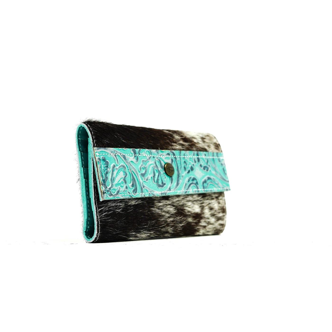 090 Kacey Wallet - Salt & Pepper w/ Royston Tool-Kacey Wallet-Western-Cowhide-Bags-Handmade-Products-Gifts-Dancing Cactus Designs