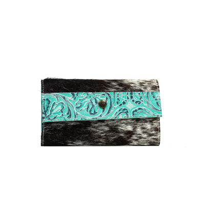 090 Kacey Wallet - Salt & Pepper w/ Royston Tool-Kacey Wallet-Western-Cowhide-Bags-Handmade-Products-Gifts-Dancing Cactus Designs
