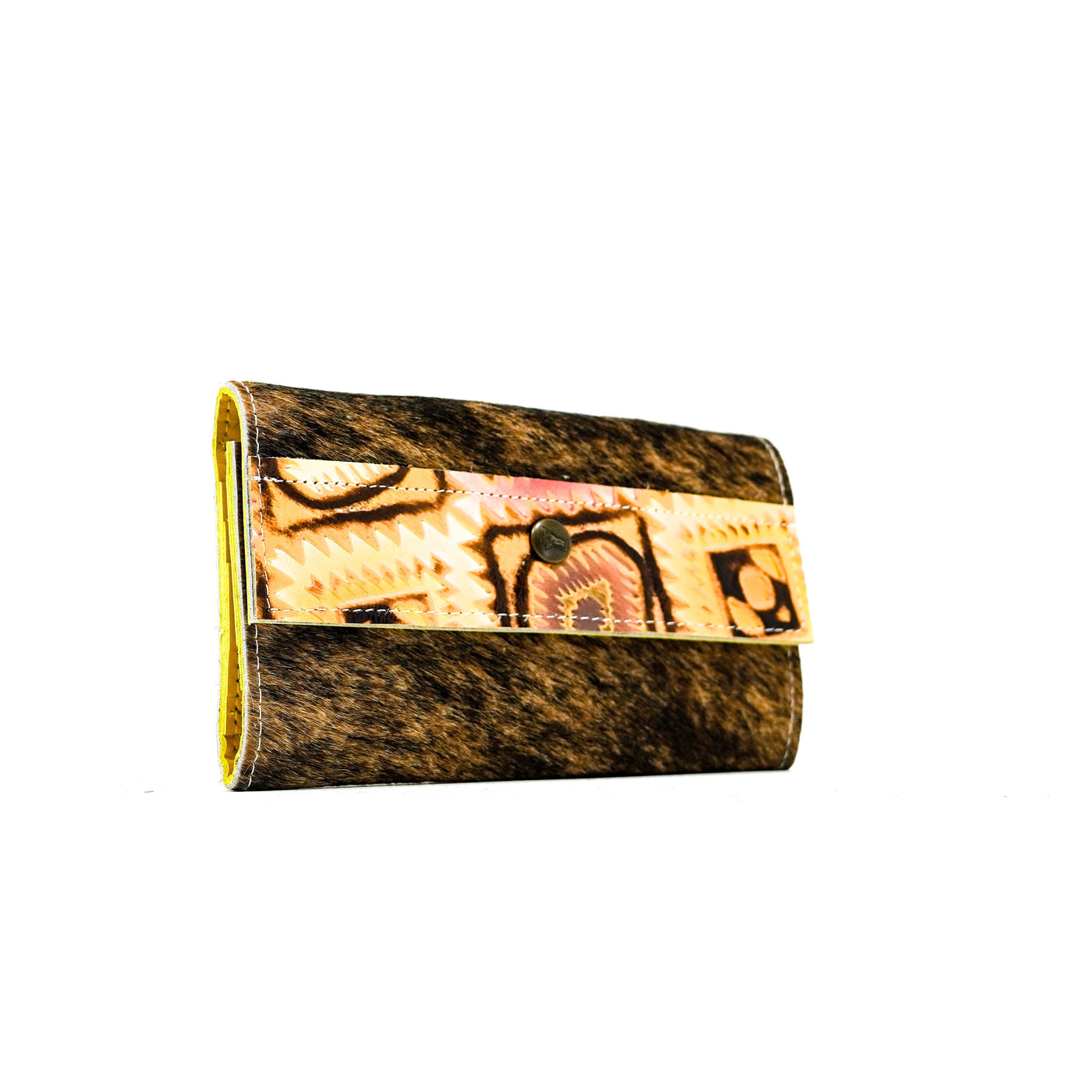 093 Kacey Wallet - Brindle w/ Moab Aztec-Kacey Wallet-Western-Cowhide-Bags-Handmade-Products-Gifts-Dancing Cactus Designs
