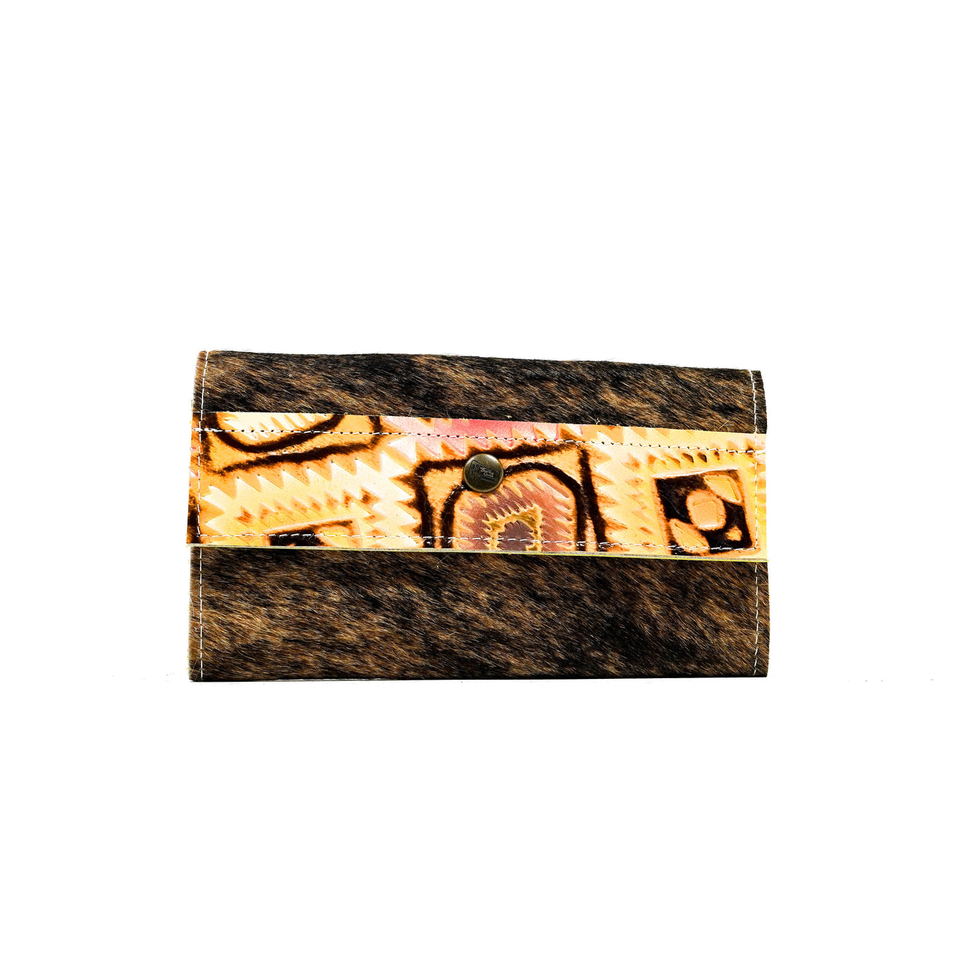 093 Kacey Wallet - Brindle w/ Moab Aztec-Kacey Wallet-Western-Cowhide-Bags-Handmade-Products-Gifts-Dancing Cactus Designs