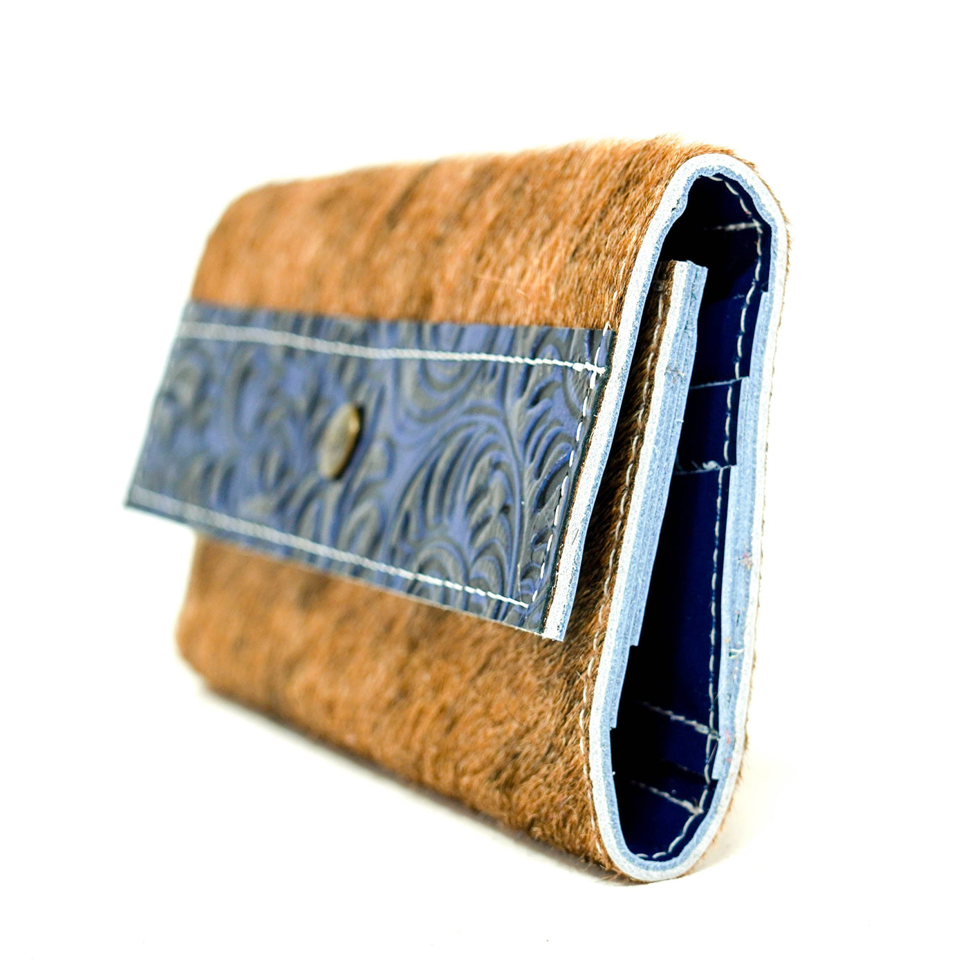 094 Kacey Wallet - Brindle w/ Midnight Caracole-Kacey Wallet-Western-Cowhide-Bags-Handmade-Products-Gifts-Dancing Cactus Designs
