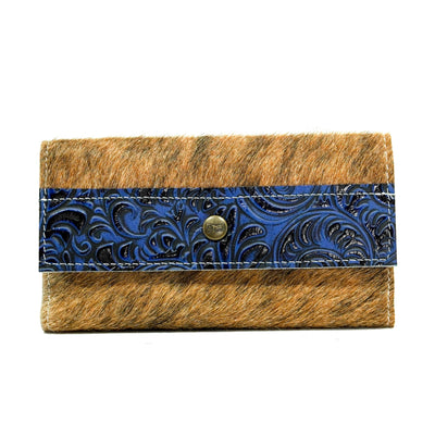 094 Kacey Wallet - Brindle w/ Midnight Caracole-Kacey Wallet-Western-Cowhide-Bags-Handmade-Products-Gifts-Dancing Cactus Designs