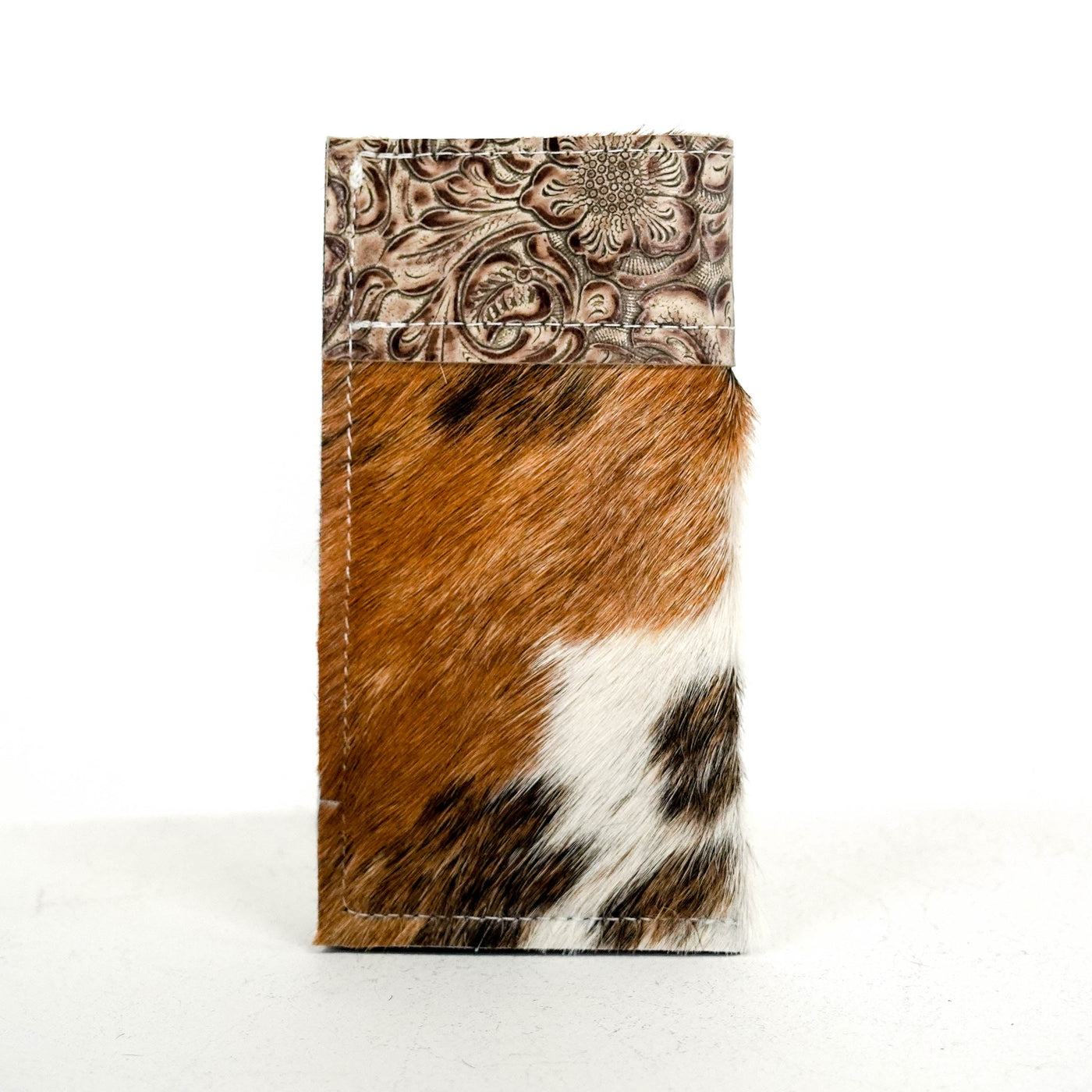 099 Sunglass Case - Tricolor w/ Wildflower-Sunglass Case-Western-Cowhide-Bags-Handmade-Products-Gifts-Dancing Cactus Designs