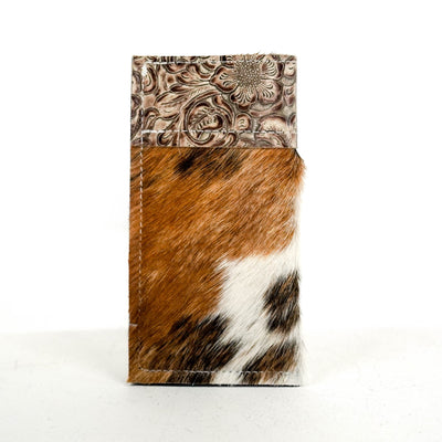 099 Sunglass Case - Tricolor w/ Wildflower-Sunglass Case-Western-Cowhide-Bags-Handmade-Products-Gifts-Dancing Cactus Designs