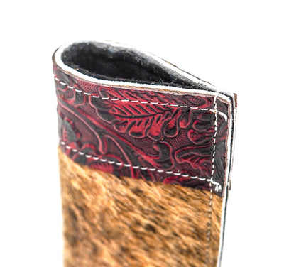 101 Sunglass Case - Brindle w/ Burgundy Tool-Sunglass Case-Western-Cowhide-Bags-Handmade-Products-Gifts-Dancing Cactus Designs