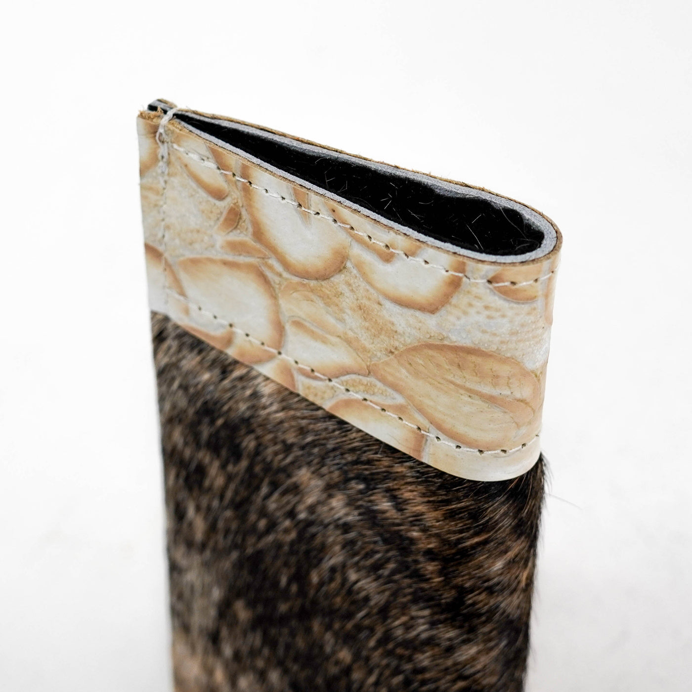 111 Sunglass Case - Brindle w/ Marshmallow Roses-Sunglass Case-Western-Cowhide-Bags-Handmade-Products-Gifts-Dancing Cactus Designs