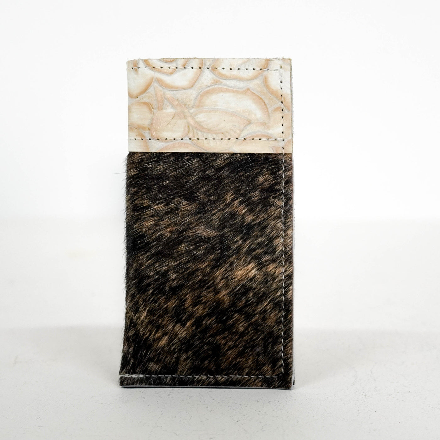 111 Sunglass Case - Brindle w/ Marshmallow Roses-Sunglass Case-Western-Cowhide-Bags-Handmade-Products-Gifts-Dancing Cactus Designs