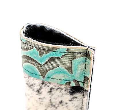 115 Sunglass Case - Black & White w/ Mint Laredo-Sunglass Case-Western-Cowhide-Bags-Handmade-Products-Gifts-Dancing Cactus Designs