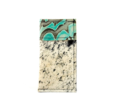 115 Sunglass Case - Black & White w/ Mint Laredo-Sunglass Case-Western-Cowhide-Bags-Handmade-Products-Gifts-Dancing Cactus Designs