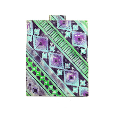 13'' Tablet Sleeve - Chocolate & White w/ 90's Party Navajo-13'' Tablet Sleeve-Western-Cowhide-Bags-Handmade-Products-Gifts-Dancing Cactus Designs