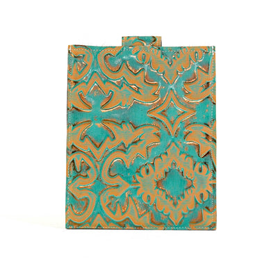 13'' Tablet Sleeve - Dark Brindle w/ Agave Laredo-13'' Tablet Sleeve-Western-Cowhide-Bags-Handmade-Products-Gifts-Dancing Cactus Designs