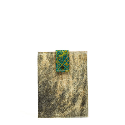 13'' Tablet Sleeve - Dusty Brindle w/ Turquoise Black Jack-13'' Tablet Sleeve-Western-Cowhide-Bags-Handmade-Products-Gifts-Dancing Cactus Designs