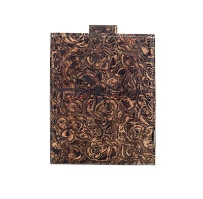 13'' Tablet Sleeve - Tricolor w/ Toasted Roses-13'' Tablet Sleeve-Western-Cowhide-Bags-Handmade-Products-Gifts-Dancing Cactus Designs
