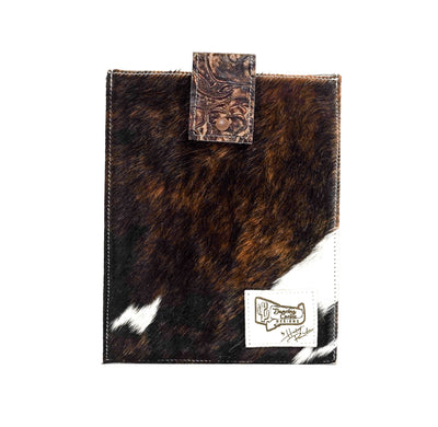 13'' Tablet Sleeve - Tricolor w/ Toasted Roses-13'' Tablet Sleeve-Western-Cowhide-Bags-Handmade-Products-Gifts-Dancing Cactus Designs