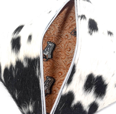 Accessory Bag - Black & White w/ Plated Denim Tool-Accessory Bag-Western-Cowhide-Bags-Handmade-Products-Gifts-Dancing Cactus Designs