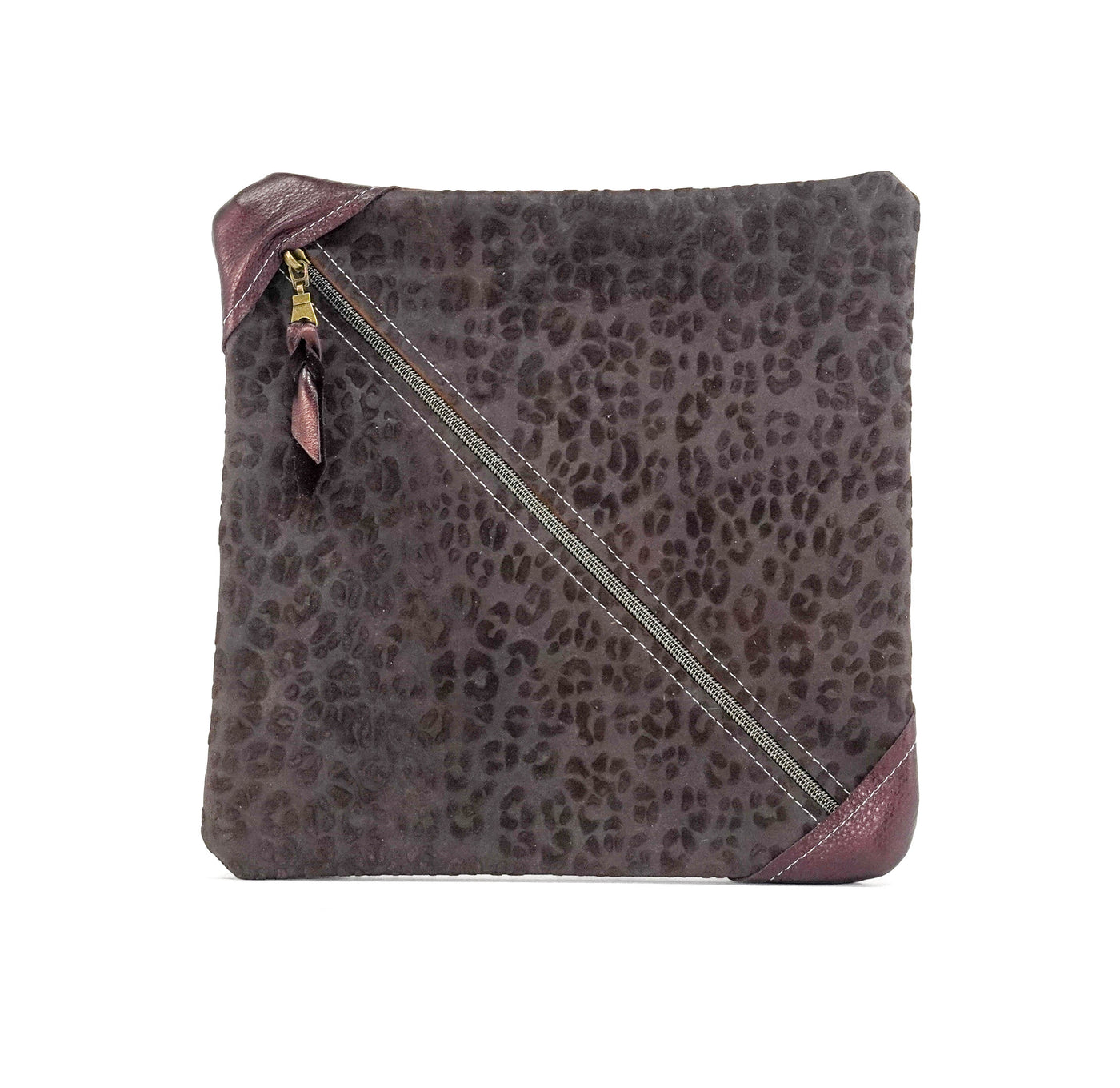 Accessory Bag - Chocolate Shimmer w/ Espresso Leopard-Accessory Bag-Western-Cowhide-Bags-Handmade-Products-Gifts-Dancing Cactus Designs