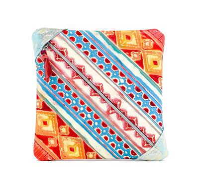 Accessory Bag - Ice Blue Shimmer w/ Great Plains Navajo-Accessory Bag-Western-Cowhide-Bags-Handmade-Products-Gifts-Dancing Cactus Designs