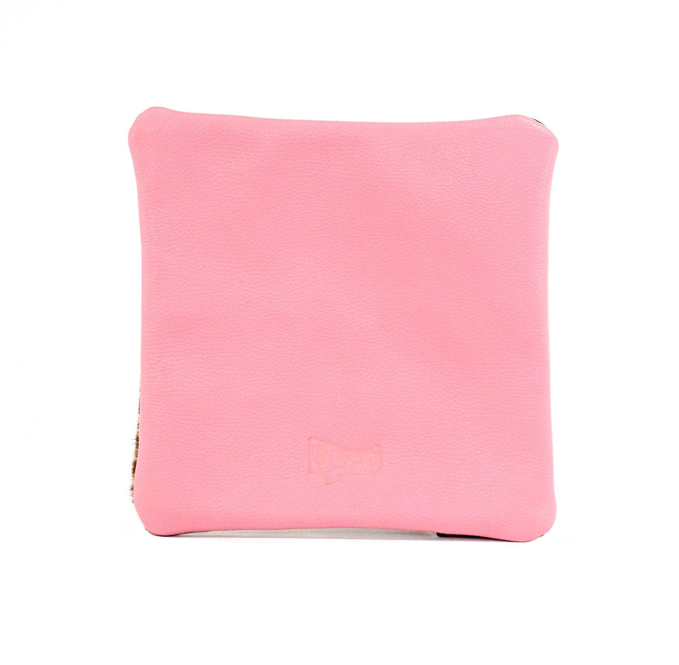 Accessory Bag - Longhorn w/ Powder Pink Shimmer-Accessory Bag-Western-Cowhide-Bags-Handmade-Products-Gifts-Dancing Cactus Designs