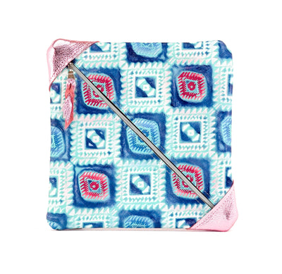 Accessory Bag - Powder Pink Shimmer w/ Glacier Park Aztec-Accessory Bag-Western-Cowhide-Bags-Handmade-Products-Gifts-Dancing Cactus Designs