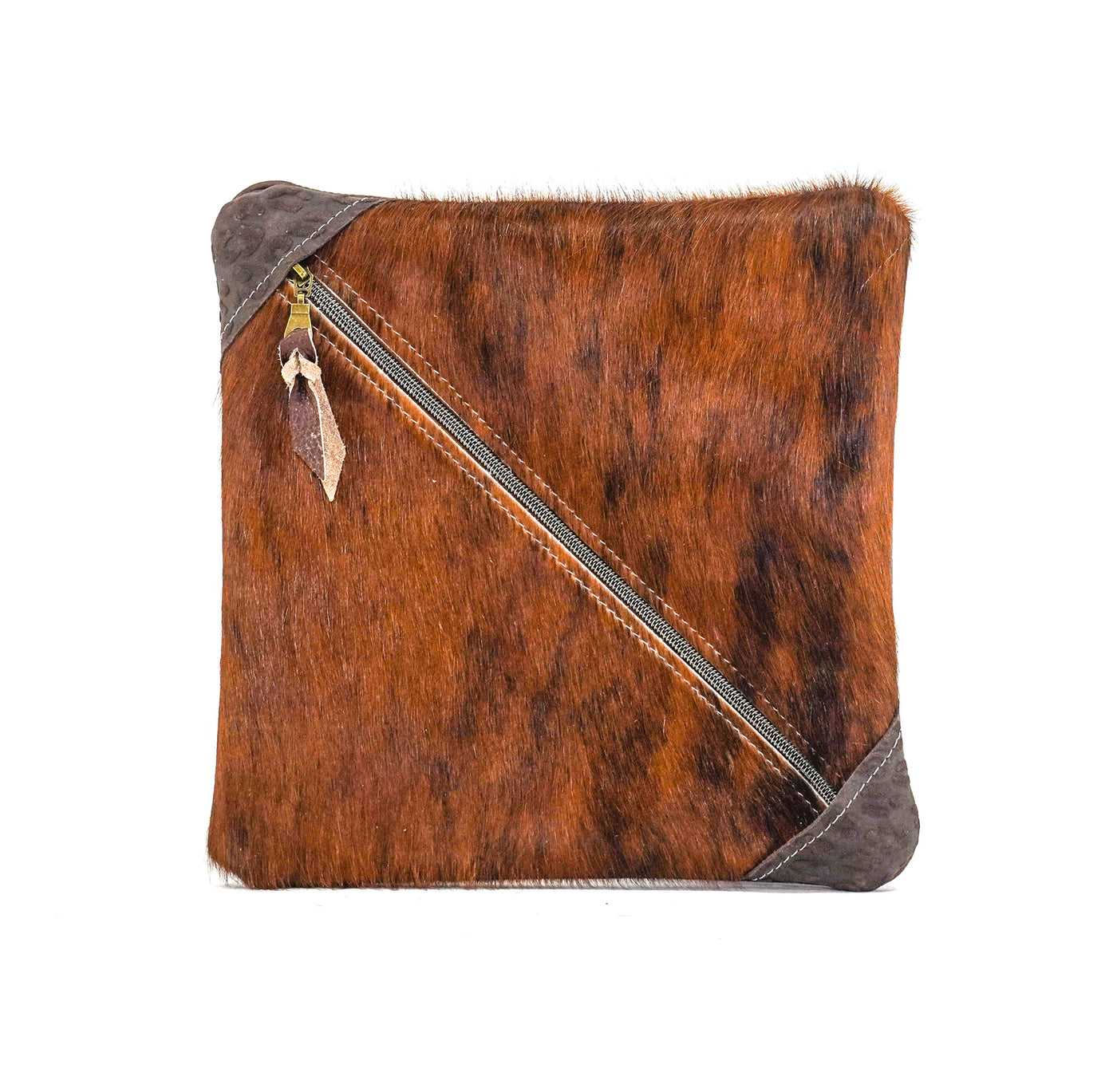 Accessory Bag - Red Brindle w/ Espresso Leopard-Accessory Bag-Western-Cowhide-Bags-Handmade-Products-Gifts-Dancing Cactus Designs