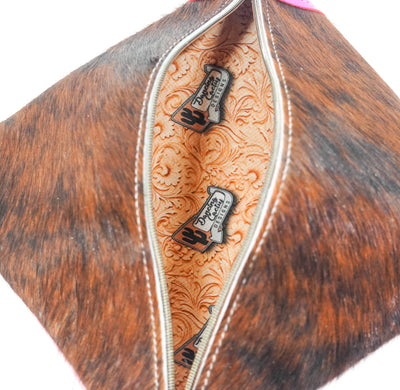 Accessory Bag - Red Brindle w/ Hot Pink Shimmer-Accessory Bag-Western-Cowhide-Bags-Handmade-Products-Gifts-Dancing Cactus Designs