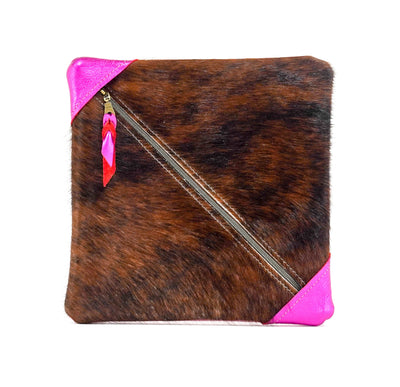 Accessory Bag - Red Brindle w/ Hot Pink Shimmer-Accessory Bag-Western-Cowhide-Bags-Handmade-Products-Gifts-Dancing Cactus Designs