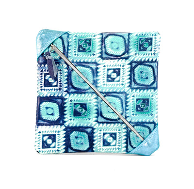 Accessory Bag - Turquoise Glitter w/ Glacier Park Aztec-Accessory Bag-Western-Cowhide-Bags-Handmade-Products-Gifts-Dancing Cactus Designs