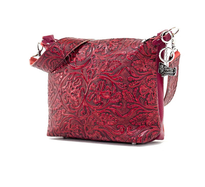 Annie - All Embossed w/ Red Tool-Annie-Western-Cowhide-Bags-Handmade-Products-Gifts-Dancing Cactus Designs