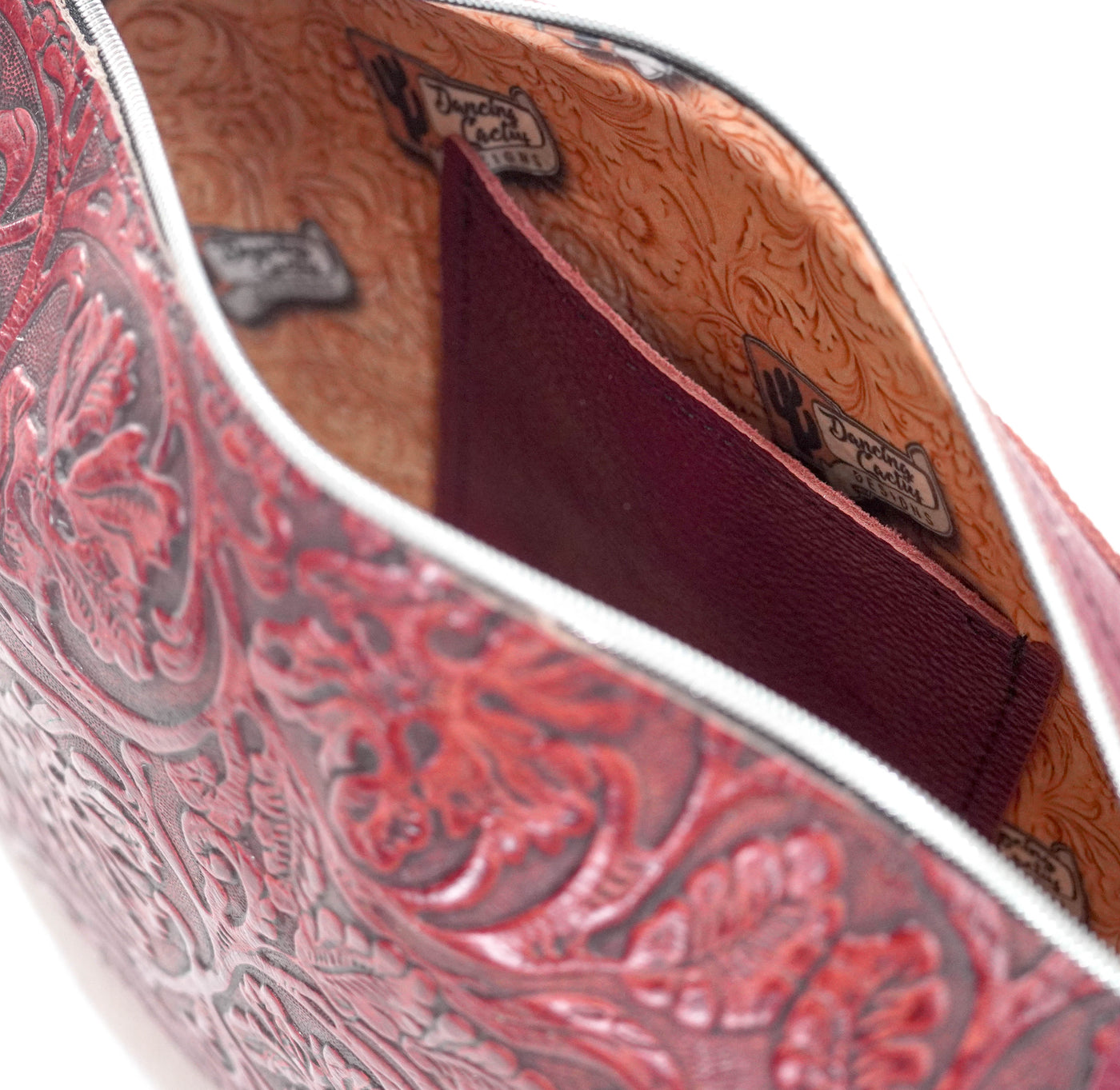 Annie - All Embossed w/ Red Tool-Annie-Western-Cowhide-Bags-Handmade-Products-Gifts-Dancing Cactus Designs