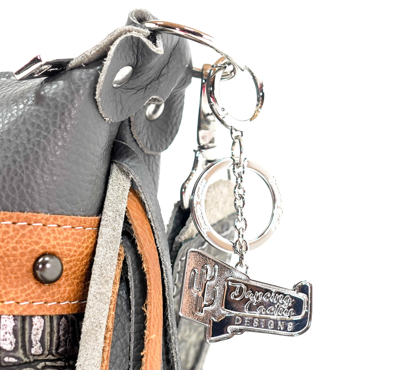 Annie - Grey Leather w/ Smokeshow Croc-Annie-Western-Cowhide-Bags-Handmade-Products-Gifts-Dancing Cactus Designs