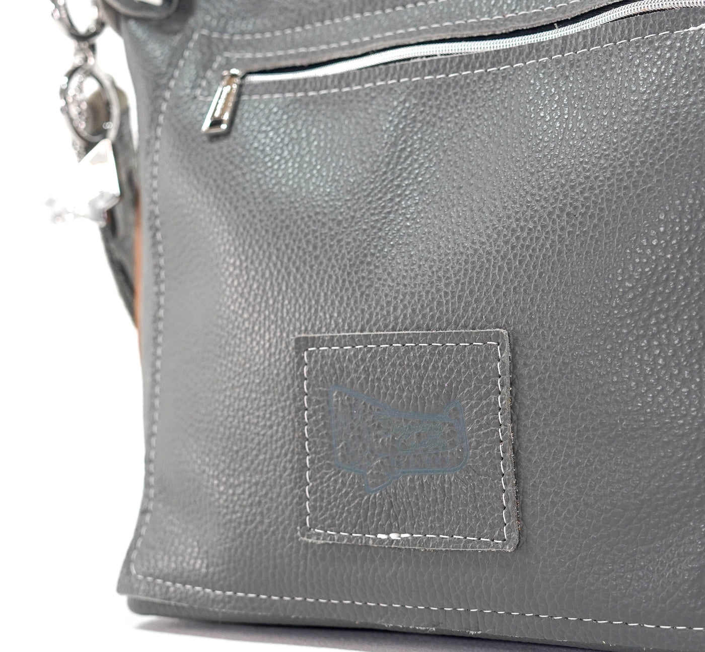 Annie - Grey Leather w/ Smokeshow Croc-Annie-Western-Cowhide-Bags-Handmade-Products-Gifts-Dancing Cactus Designs
