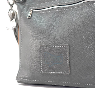 Annie - Grey Leather w/ Smokeshow Croc-Annie-Western-Cowhide-Bags-Handmade-Products-Gifts-Dancing Cactus Designs