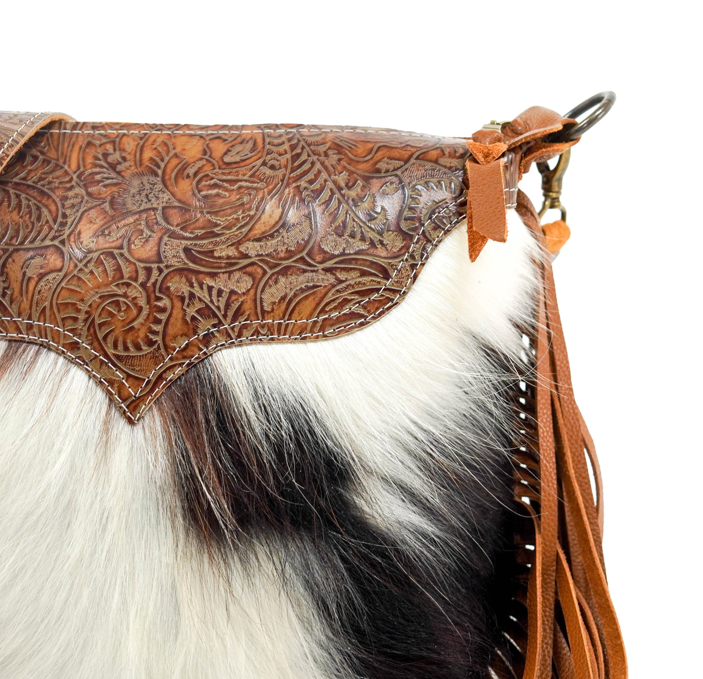 Annie - Tricolor w/ Brandy Tool-Annie-Western-Cowhide-Bags-Handmade-Products-Gifts-Dancing Cactus Designs