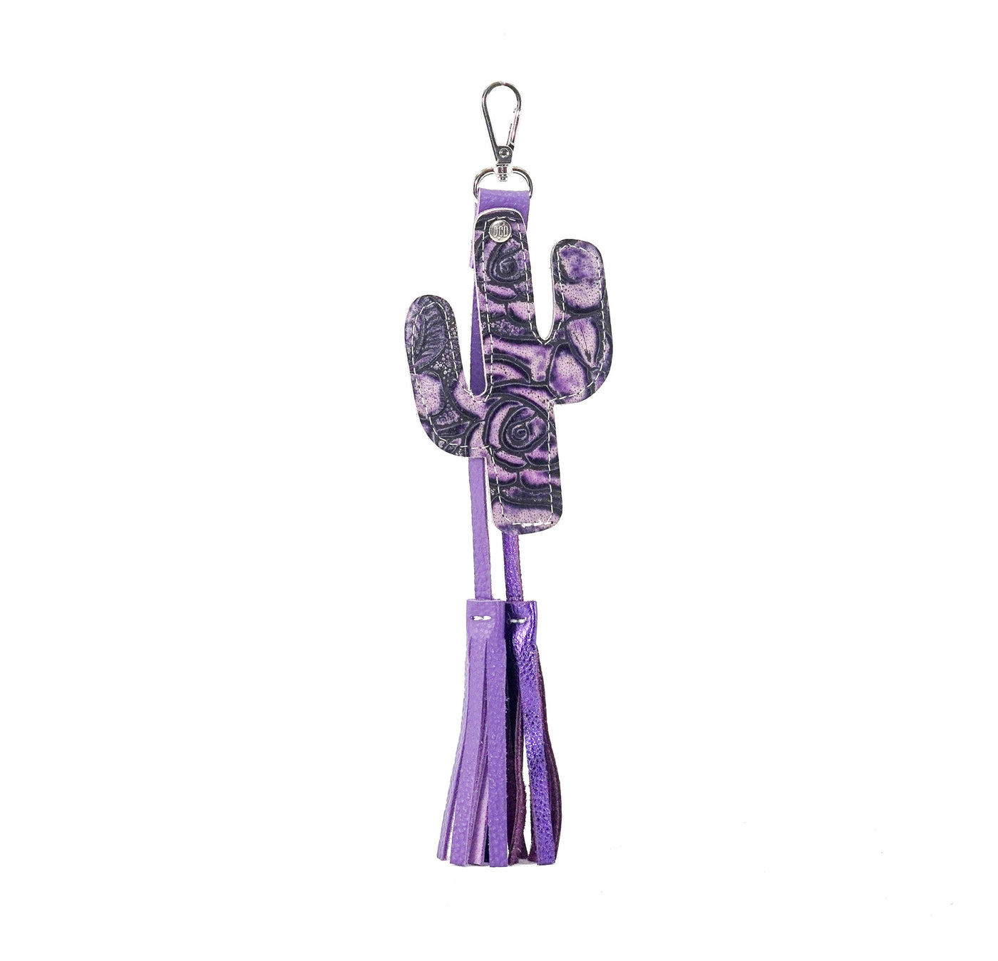 Bag Charm - All Embossed w/ Purple Roses-Bag Charm-Western-Cowhide-Bags-Handmade-Products-Gifts-Dancing Cactus Designs
