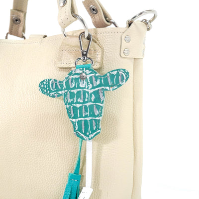 Bag Charm - All Embossed w/ Turquoise Sand Croc-Bag Charm-Western-Cowhide-Bags-Handmade-Products-Gifts-Dancing Cactus Designs