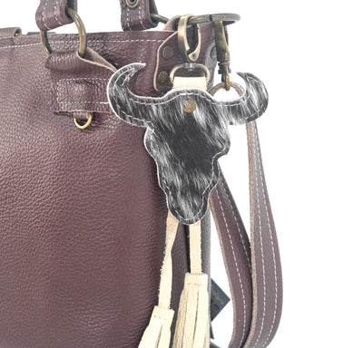Bag Charm - Black & White w/ No Embossed-Bag Charm-Western-Cowhide-Bags-Handmade-Products-Gifts-Dancing Cactus Designs