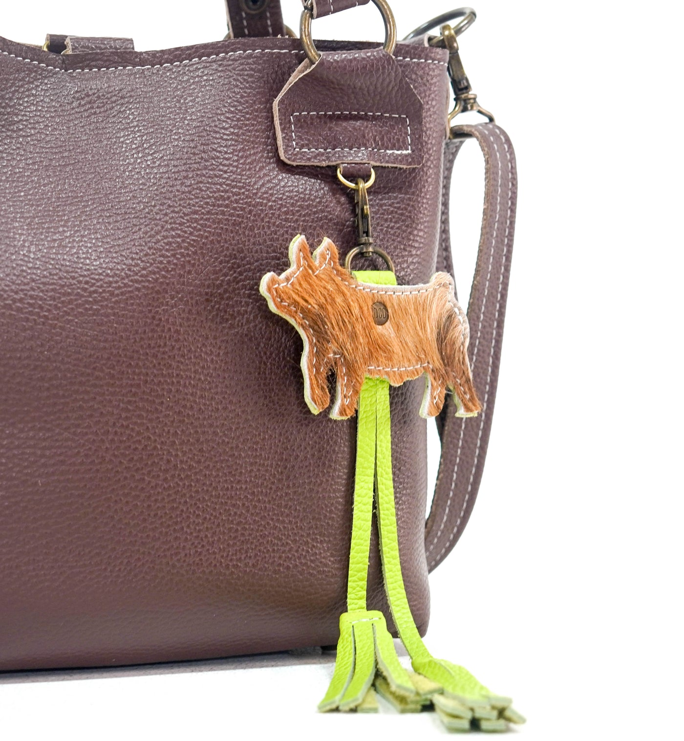 Bag Charm - Red Brindle-Bag Charm-Western-Cowhide-Bags-Handmade-Products-Gifts-Dancing Cactus Designs