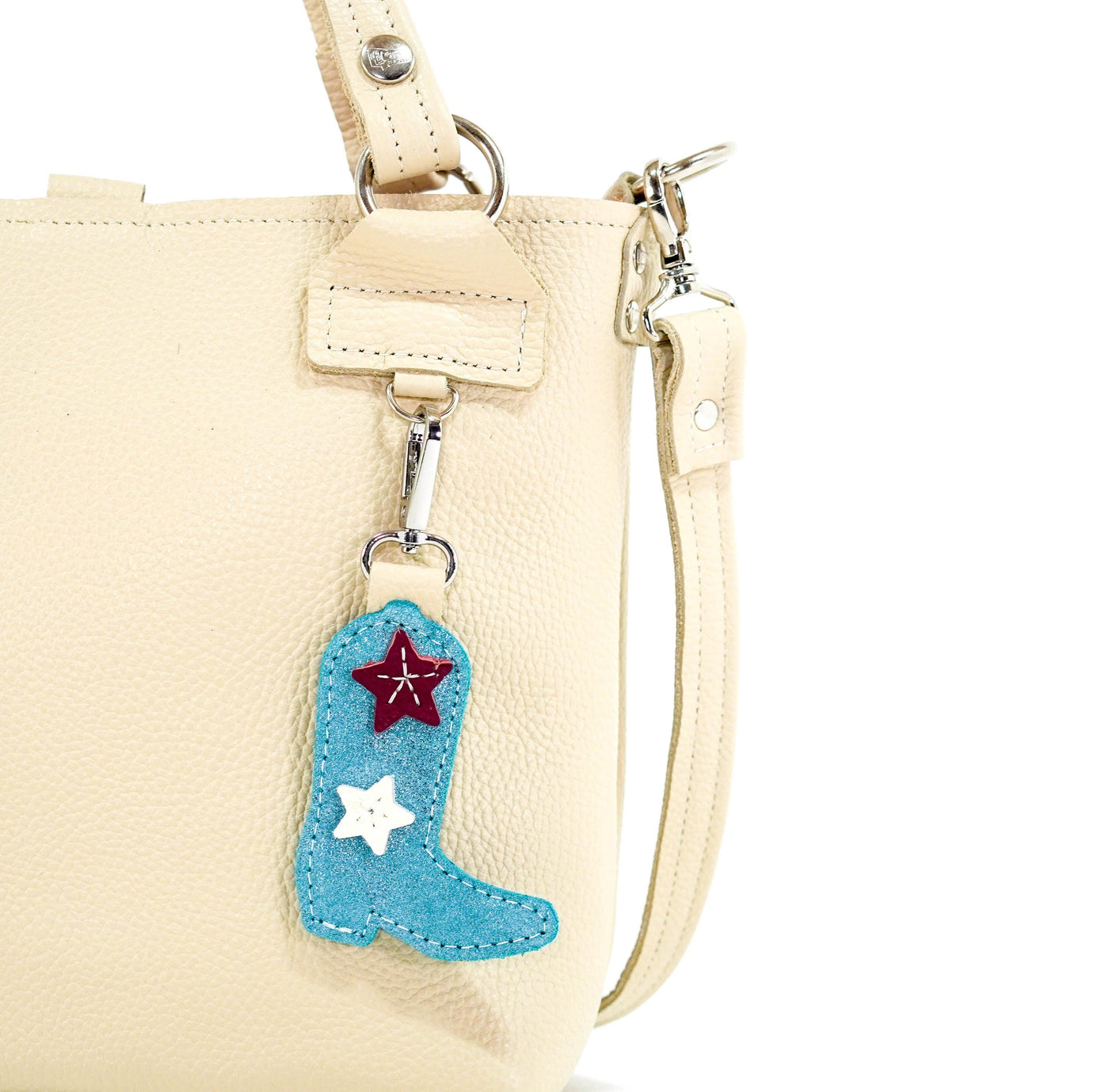 Bag Charm - Turquoise Glitter-Bag Charm-Western-Cowhide-Bags-Handmade-Products-Gifts-Dancing Cactus Designs