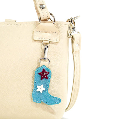 Bag Charm - Turquoise Glitter-Bag Charm-Western-Cowhide-Bags-Handmade-Products-Gifts-Dancing Cactus Designs