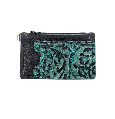 Bandit Wallet - All Embossed w/ Indigo Tool-Bandit Wallet-Western-Cowhide-Bags-Handmade-Products-Gifts-Dancing Cactus Designs