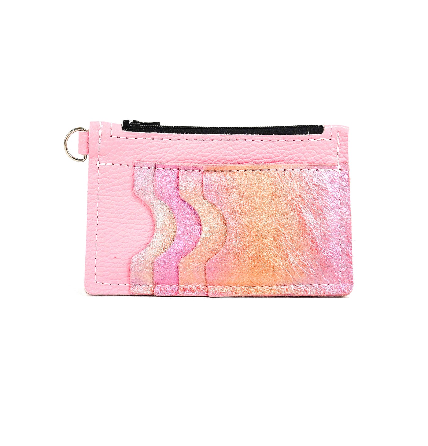Bandit Wallet - All Leather w/ Powder Pink Shimmer-Bandit Wallet-Western-Cowhide-Bags-Handmade-Products-Gifts-Dancing Cactus Designs