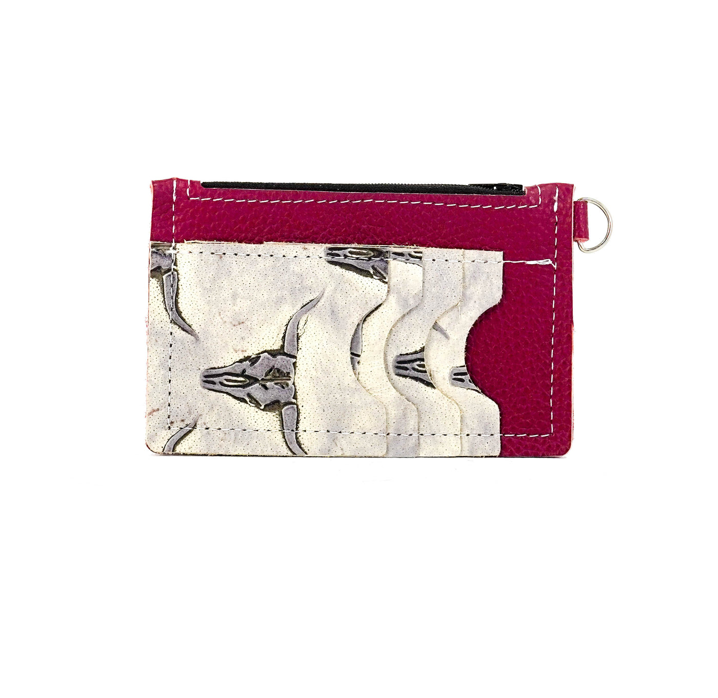 Bandit Wallet - Black & White w/ Smoke Show Skulls-Bandit Wallet-Western-Cowhide-Bags-Handmade-Products-Gifts-Dancing Cactus Designs