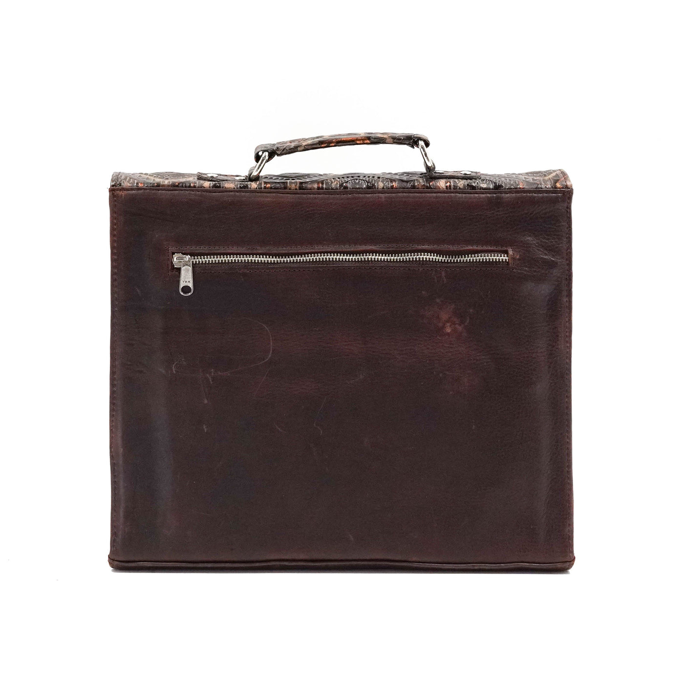 Briefcase - Longhorn w/ Bronzed Aztec-Briefcase-Western-Cowhide-Bags-Handmade-Products-Gifts-Dancing Cactus Designs