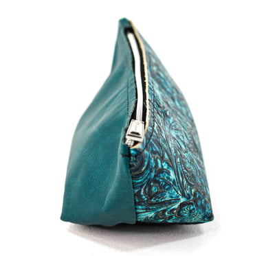Buckle Bunny - Indigo Leather w/ Turquoise Wildflower-Buckle Bunny-Western-Cowhide-Bags-Handmade-Products-Gifts-Dancing Cactus Designs