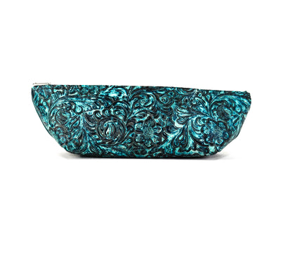 Buckle Bunny - Indigo Leather w/ Turquoise Wildflower-Buckle Bunny-Western-Cowhide-Bags-Handmade-Products-Gifts-Dancing Cactus Designs
