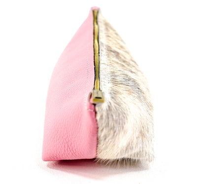 Buckle Bunny - Light Brindle w/ Pebbled Powder Pink Leather-Buckle Bunny-Western-Cowhide-Bags-Handmade-Products-Gifts-Dancing Cactus Designs