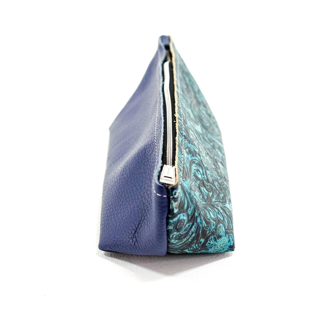Buckle Bunny - Navy Leather w/ Turquoise Wildflower Tool-Buckle Bunny-Western-Cowhide-Bags-Handmade-Products-Gifts-Dancing Cactus Designs