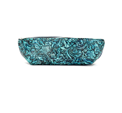 Buckle Bunny - Navy Leather w/ Turquoise Wildflower Tool-Buckle Bunny-Western-Cowhide-Bags-Handmade-Products-Gifts-Dancing Cactus Designs