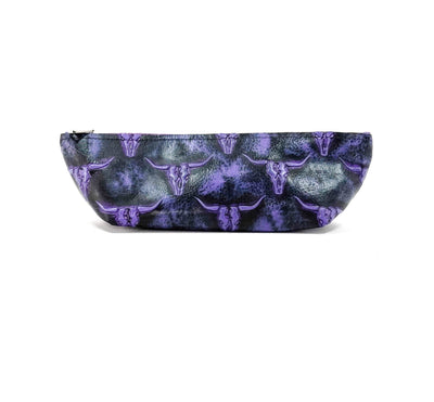 Buckle Bunny - Purple Leather w/ Midnight Rain Skulls-Buckle Bunny-Western-Cowhide-Bags-Handmade-Products-Gifts-Dancing Cactus Designs